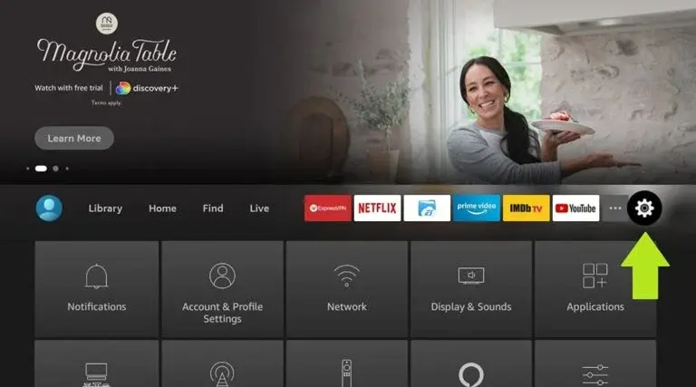 Ouvrir les paramètres du Firestick