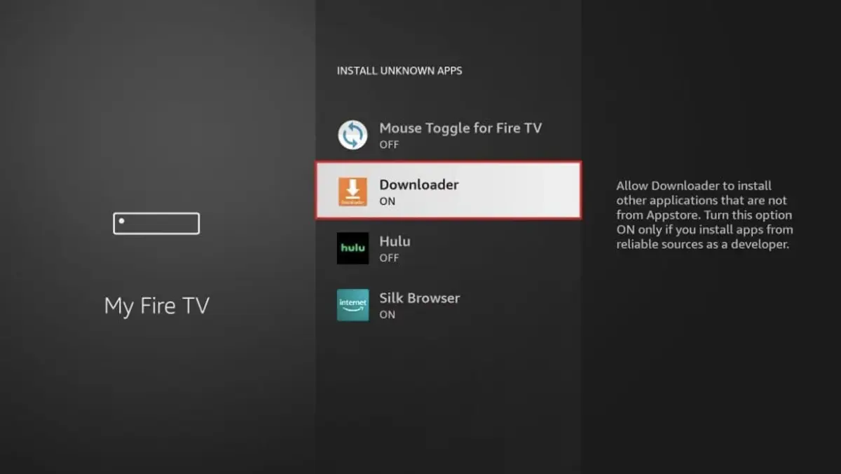 Activer Downloader dans les applications inconnues
